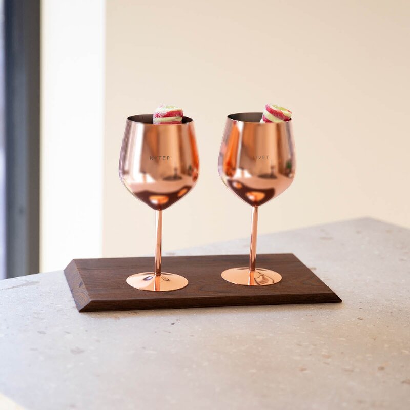 Vinglass stål NYTER & LIVET 45 cl 2 stk roségull