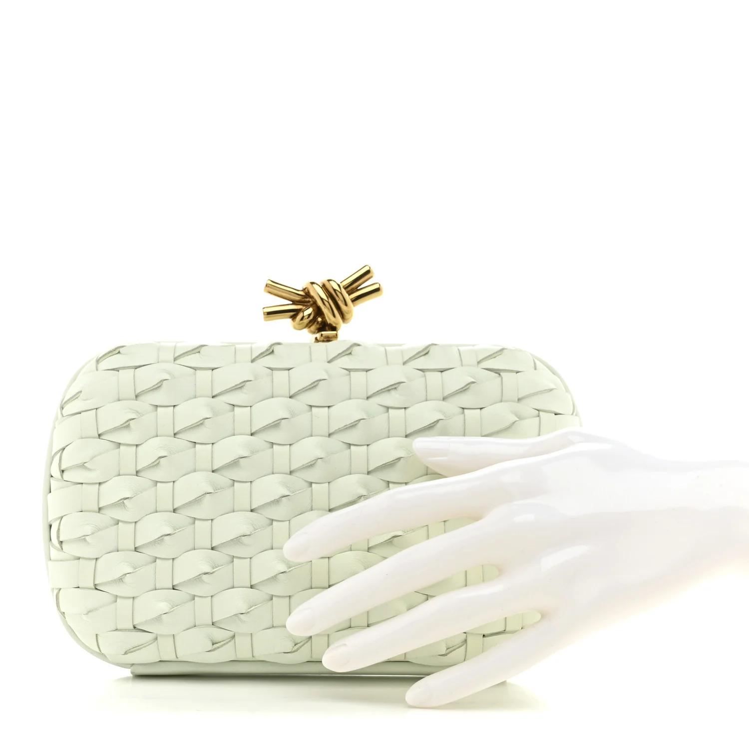Intrecciato Minaudiere Knot Clutch Glacier