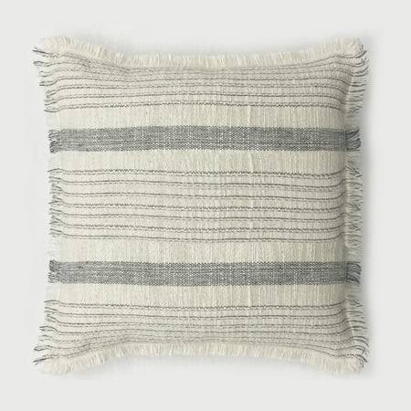 Better Homes & Garden 100% Cotton Stripe Fringe Pillow with Poly Fill Insert, 20 inch x 20 inch