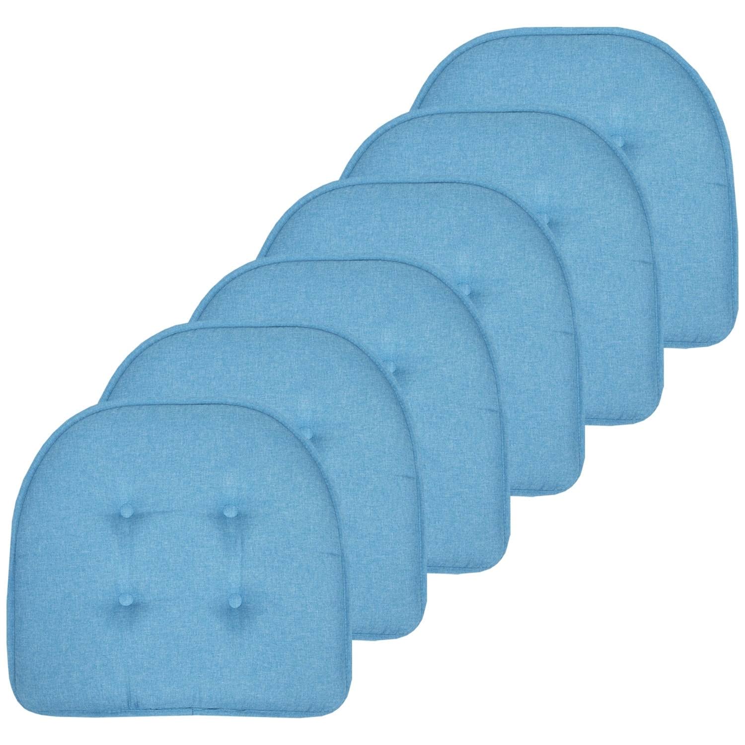 U-Shaped Memory Foam No Slip Back 17 x 16 Chair Pad 6 Pack Turquiose