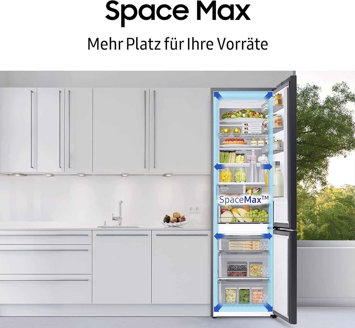 Koel-vriescombinatie, koelkast met vriesvak, 203 cm, 390 l totaal volume, 114 l vriesvak, AI Energy Mode, RVS-look, RL38C600CSA/begane grond