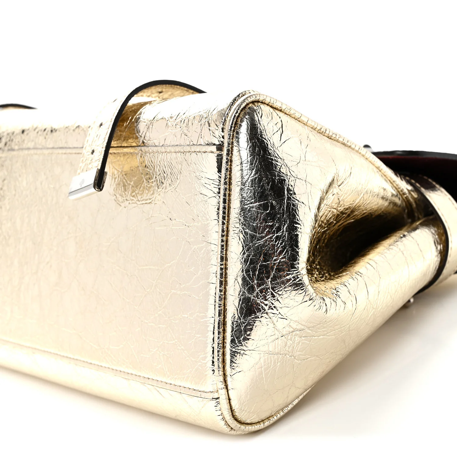 Metallic Crinkled Calfskin Medium Alexa Gold