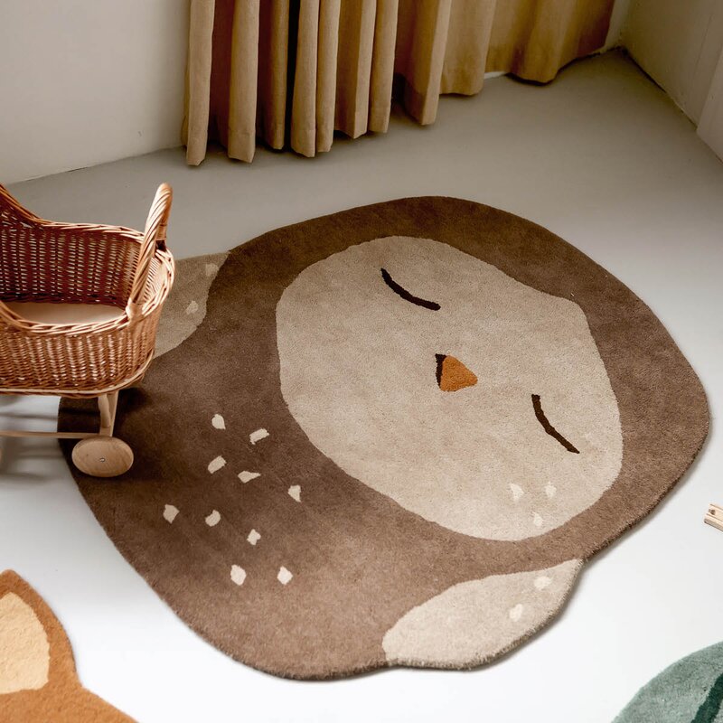 Ugle ull gulvteppe 113x120 cm taupe