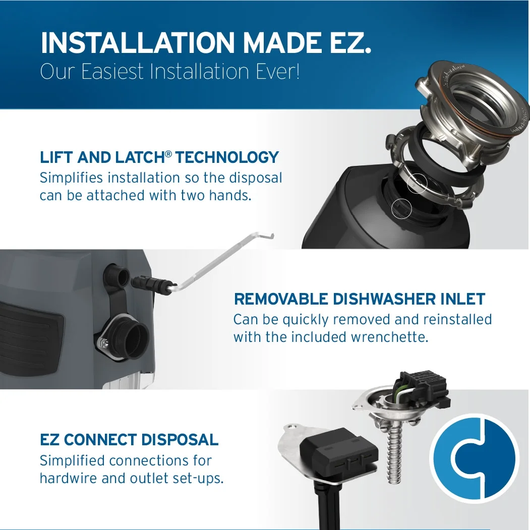 Evolution 1HP, 1 HP Garbage Disposal, Advanced Series EZ Connect Continuous Feed Food Waste Disposer - Image 6