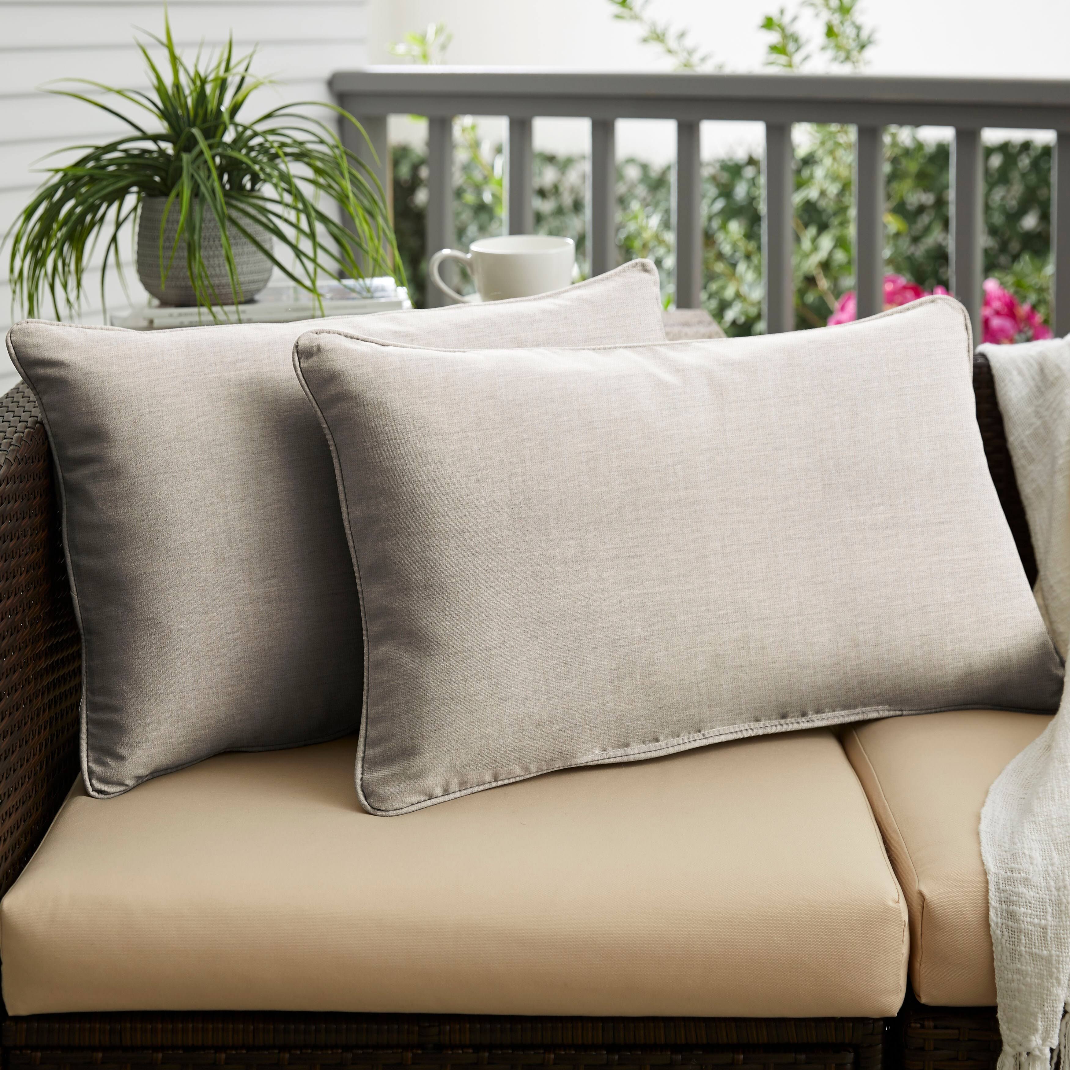 Humble and Haute Sunbrella Cast Silver Corded Indoor/ Outdoor Pillows (Set of 2) 16 in x 26 in, Size: 16 x 26