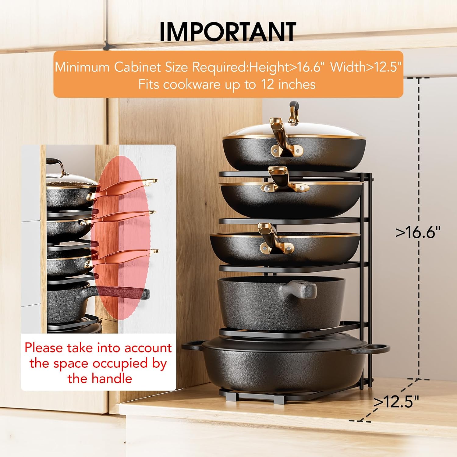 ORDORA 5-Tier Pot and Pan Organizer 13.6