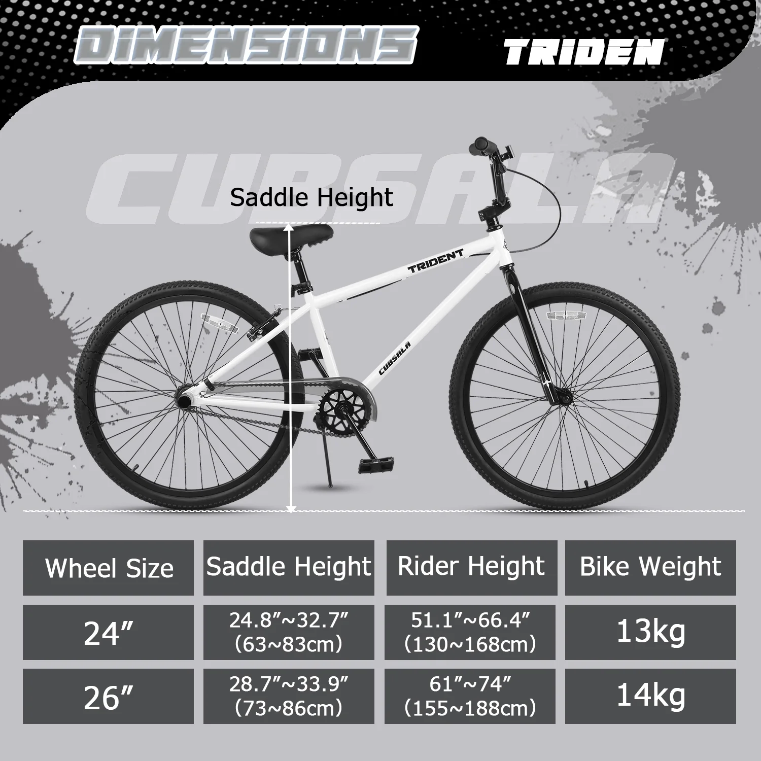 Cubsala 24 in BMX Race Bike Trident Bicycles Beginner - Level to Advanced Riders with 2 Pegs Trick Cycling and Professional Riding, Black