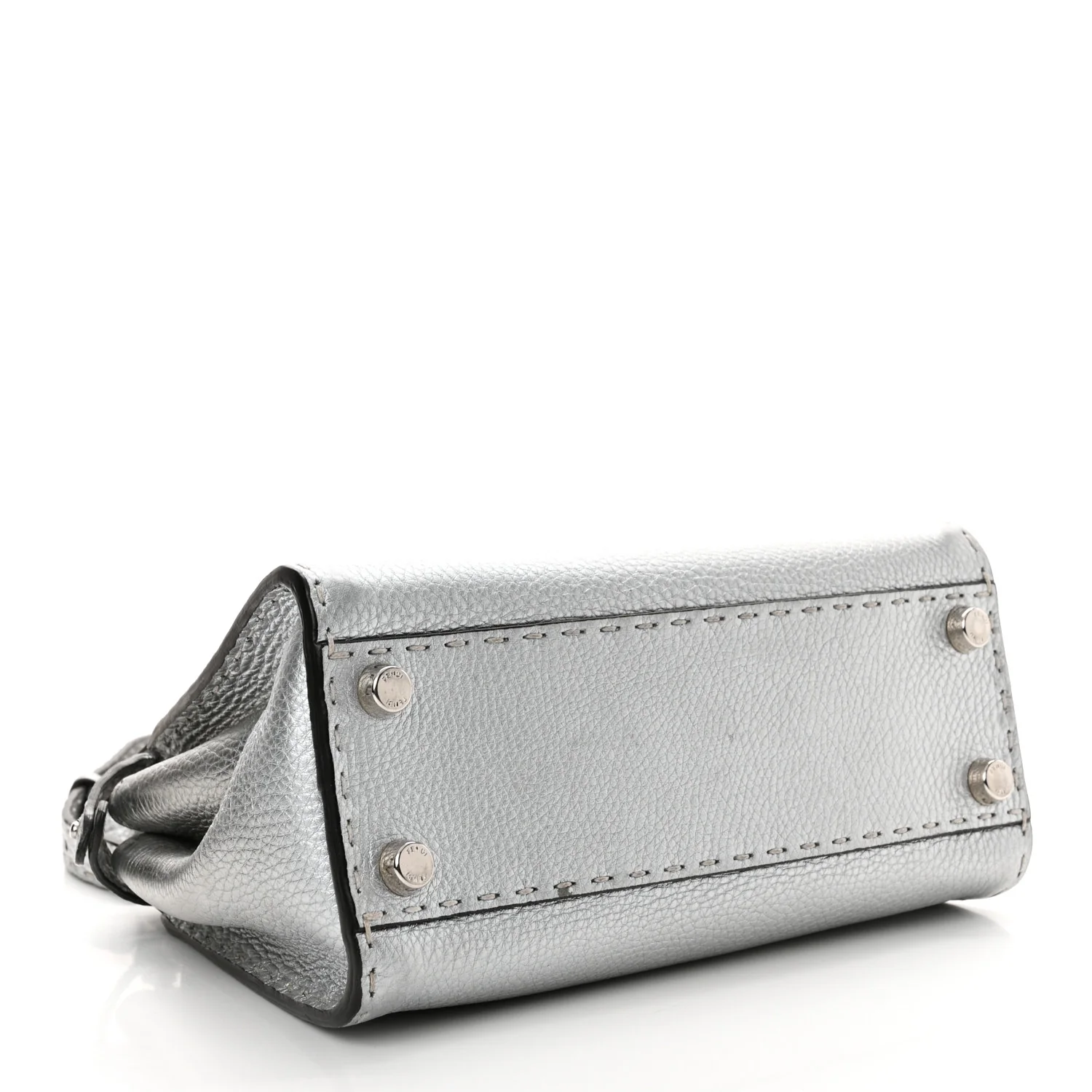 Cuoio Romano Lux Selleria Mini Peekaboo Iconic Satchel Argento