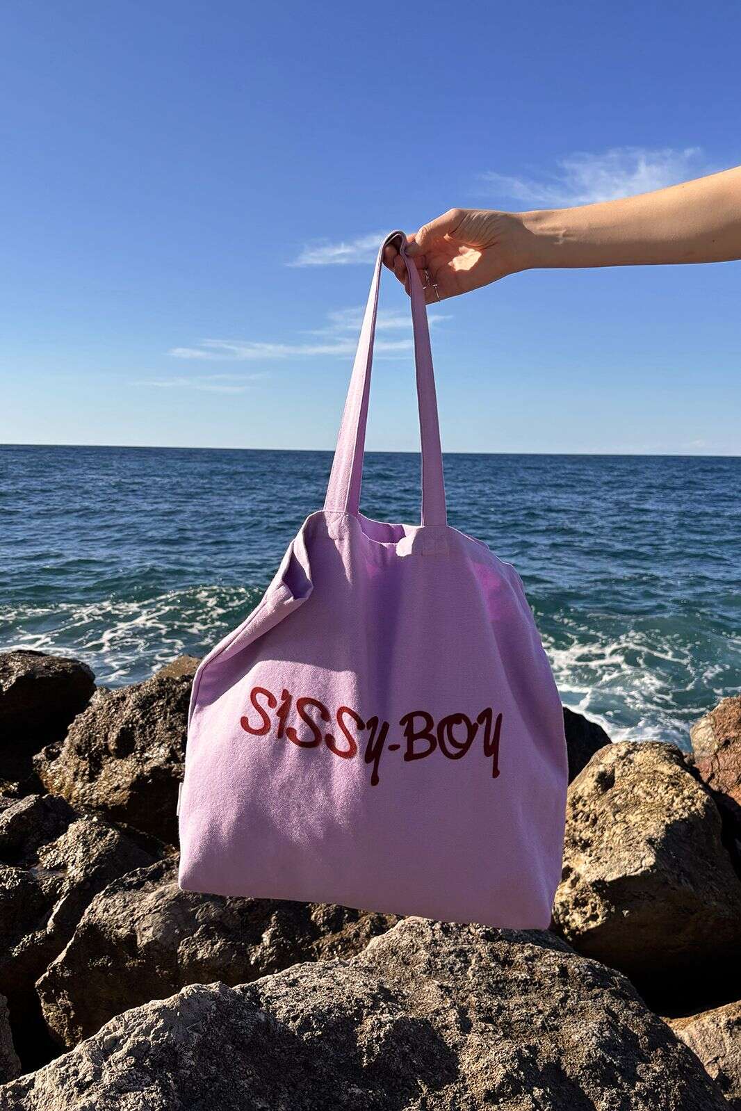 Paarse canvas shopper large