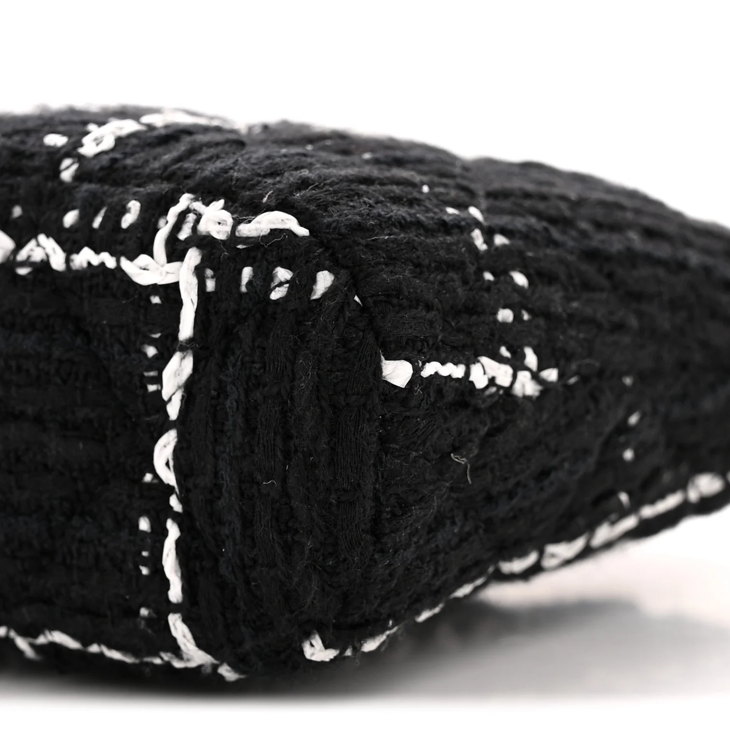 Tweed Quilted Mini Clutch With Chain Black White