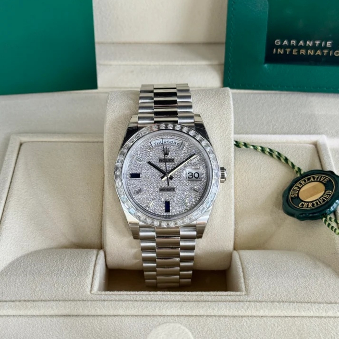 [Super Clone]RLX Day-Date 40mm 228396TBR-0021 Diamonds Sapphires Dial