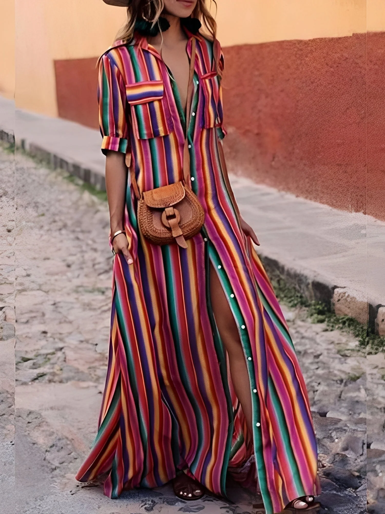 Samara - Robe Maxi Rayée Élégante