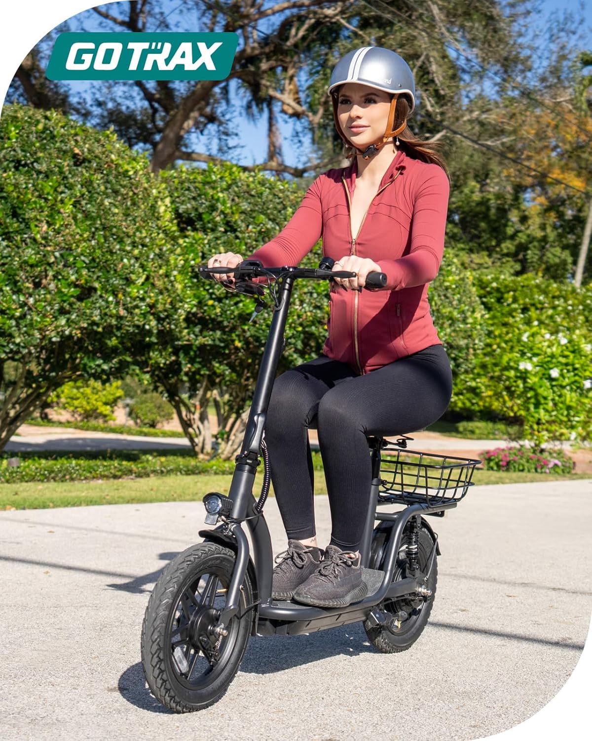 Trottinette électrique Gotrax pour adultes avec siège, autonomie maximale de 30 à 40 km, pneus tout-terrain, larges pédales