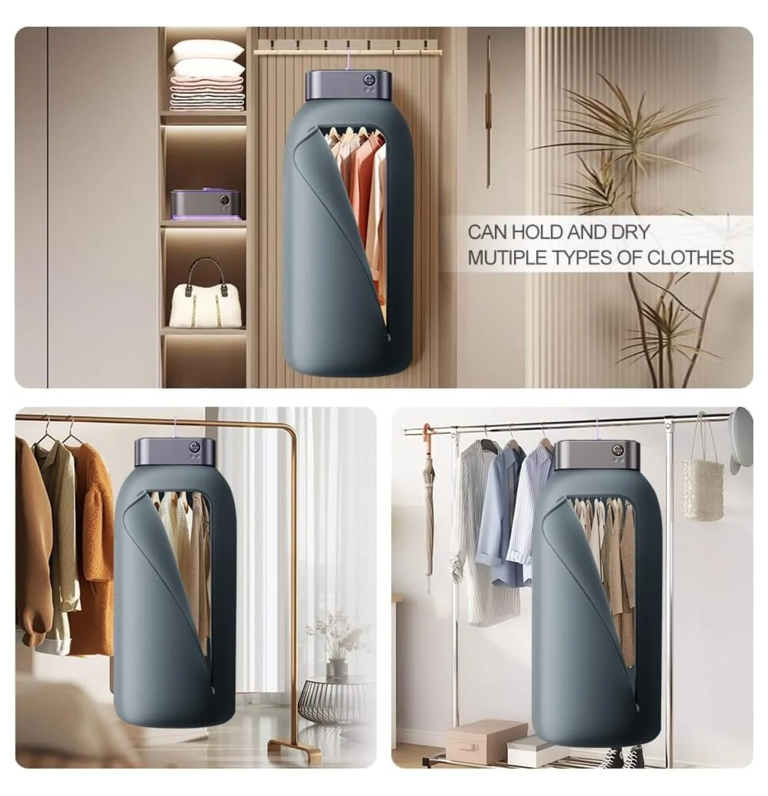 Portable Clothes Dryer Mini Clothes Dryer Save Space Folding Compact Dryer Machine With Dry Bag For Laundry Electric Portable Dryer For Camping ��Business Trip�� Travel ��Home And Apartment Grey - Image 4