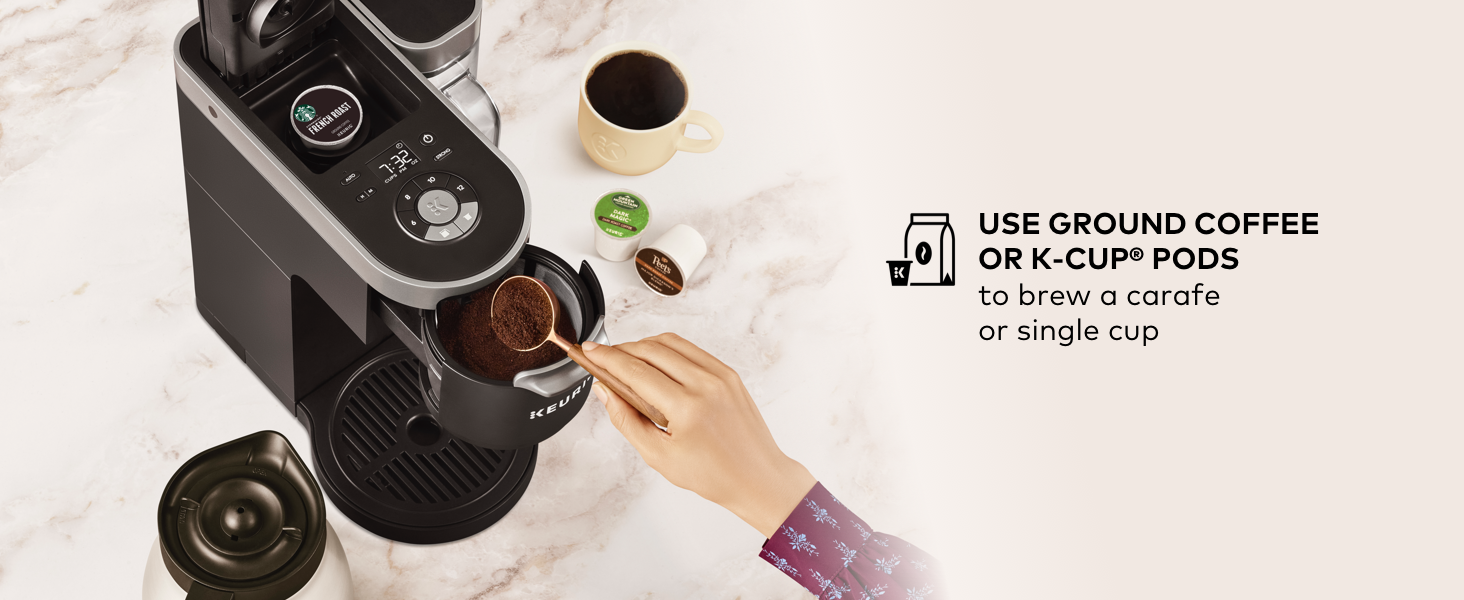 Keurig Cafetière K-Duo à dosettes individuelles et carafe, cafetière, K-Duo, cafetière, café moulu