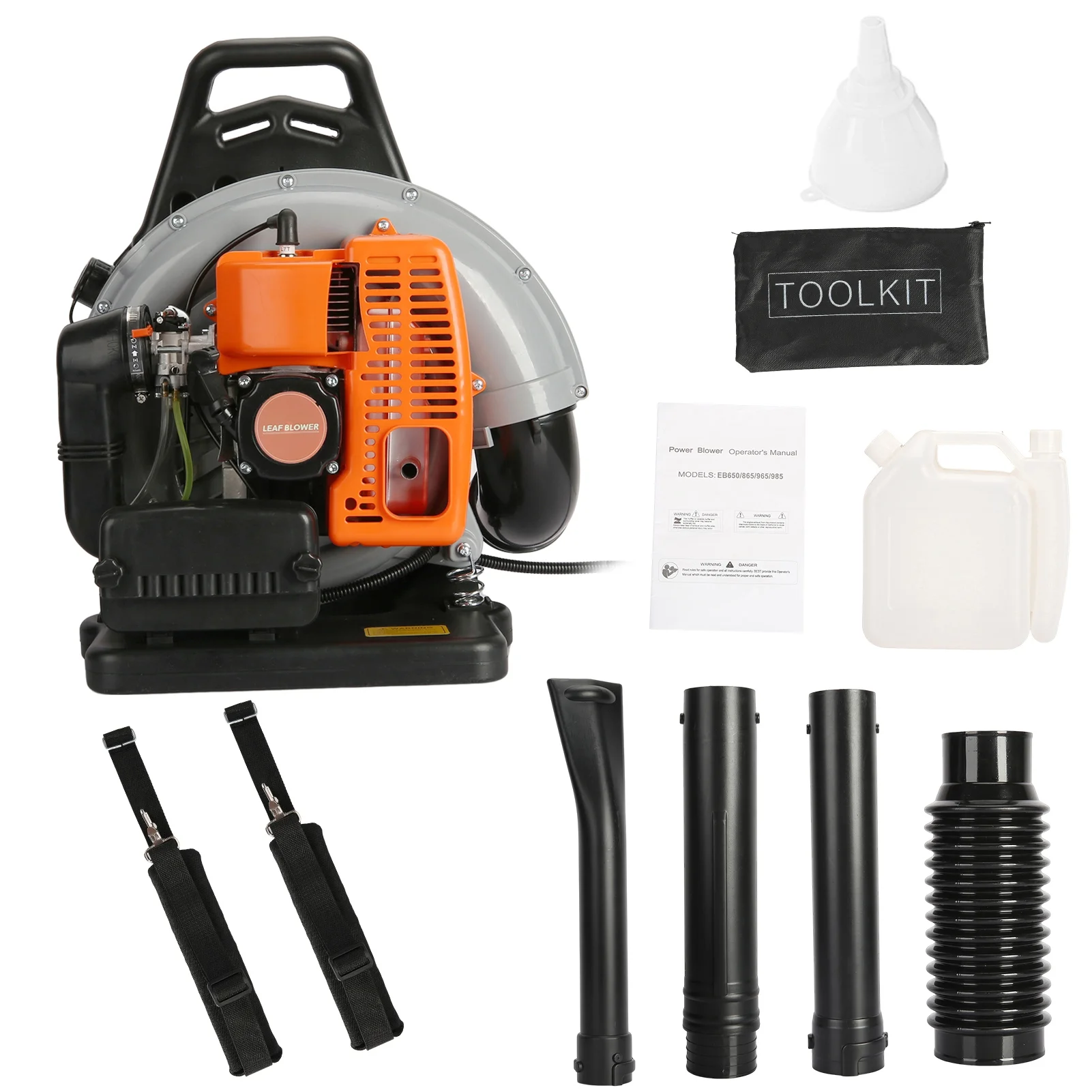 63CC Leaf Blower, 2-Stroke Backpack Gas Powered Leaf Blower, Snow Blower Leaf Blower for Dust, Snow Debris,Yard(Orange) - Image 8