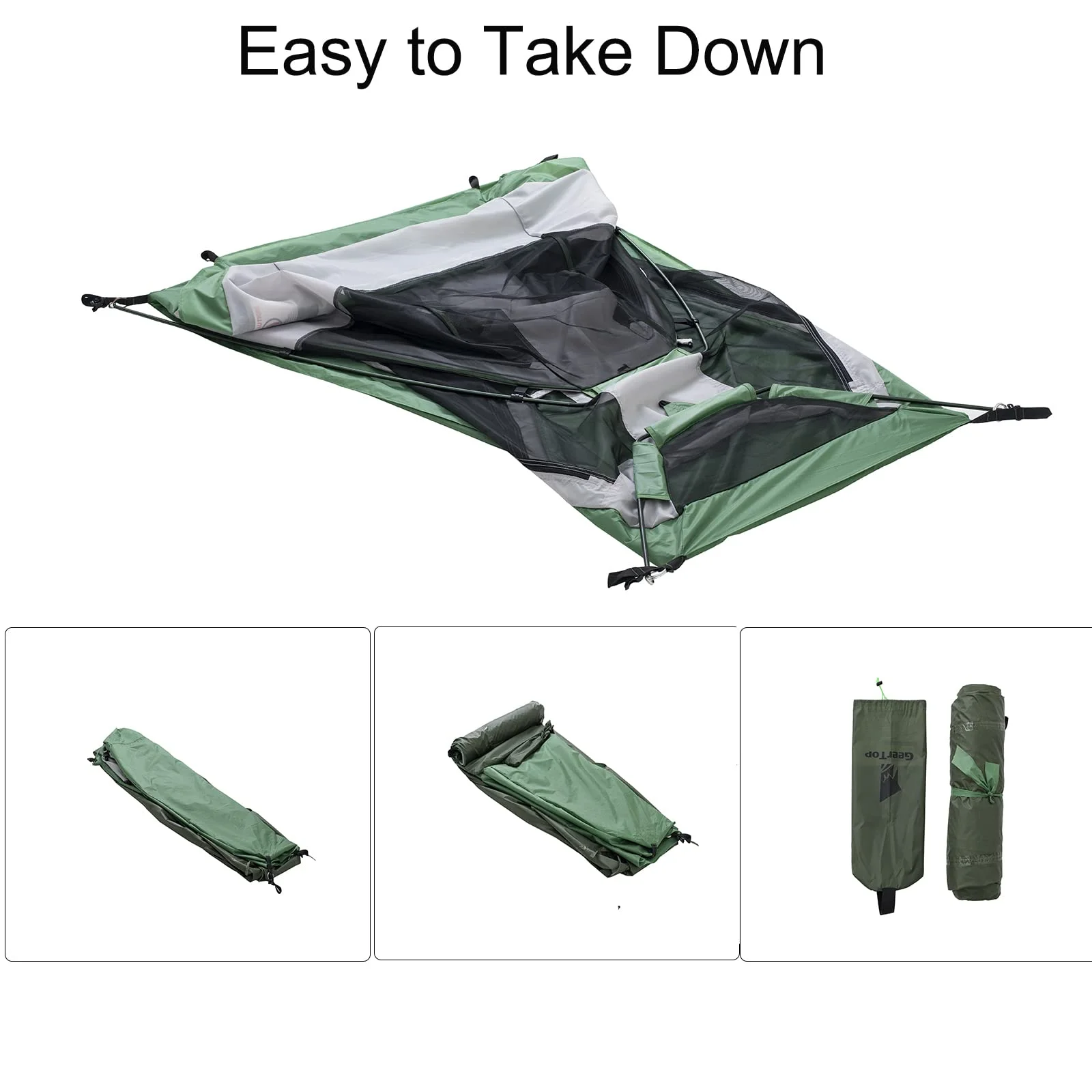 Ultralight Bivy Tent for 1 Person 3 Season Waterproof Single Person Backpacking Tent for Camping Hiking Backpack Travel Outdoor Survival Gear(green) - Image 9