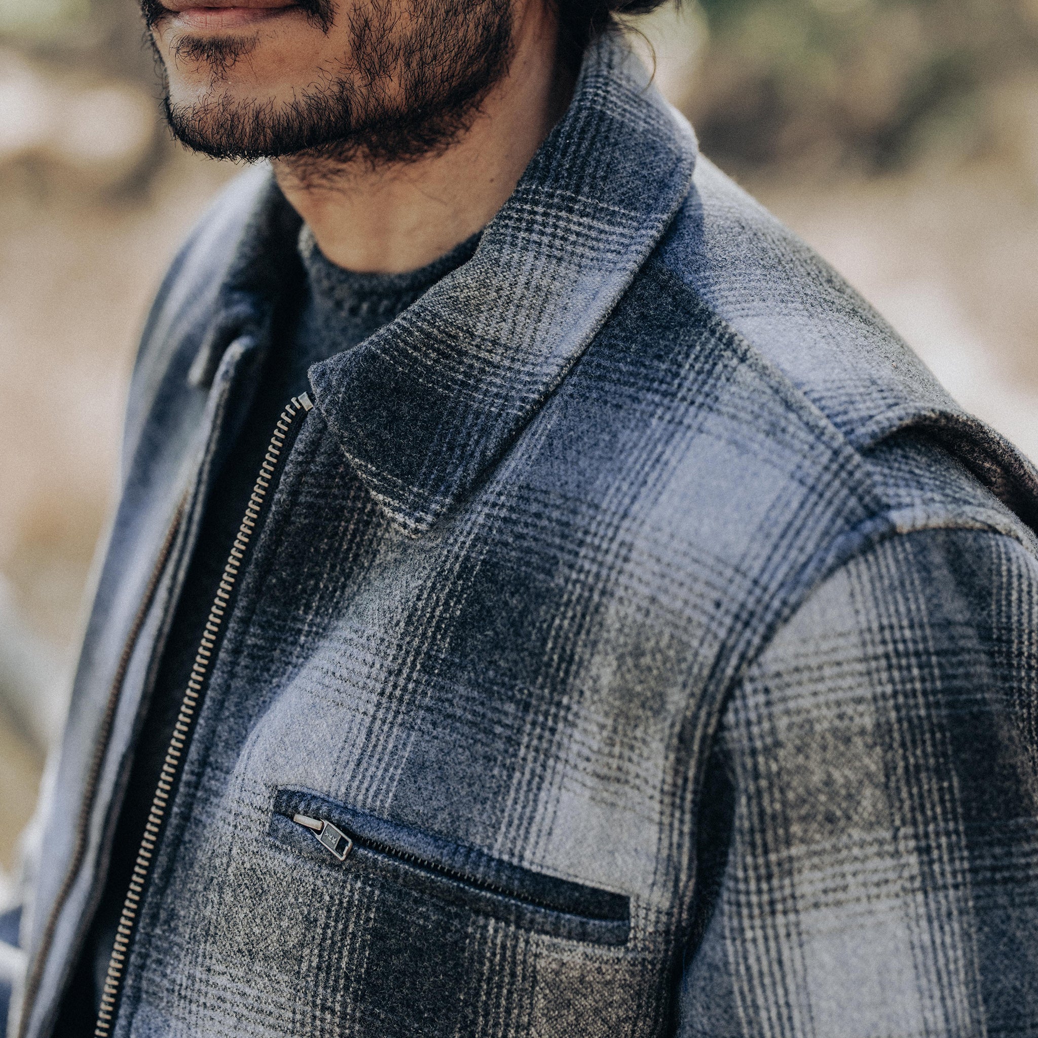 La veste Wyatt en laine à carreaux cendrés