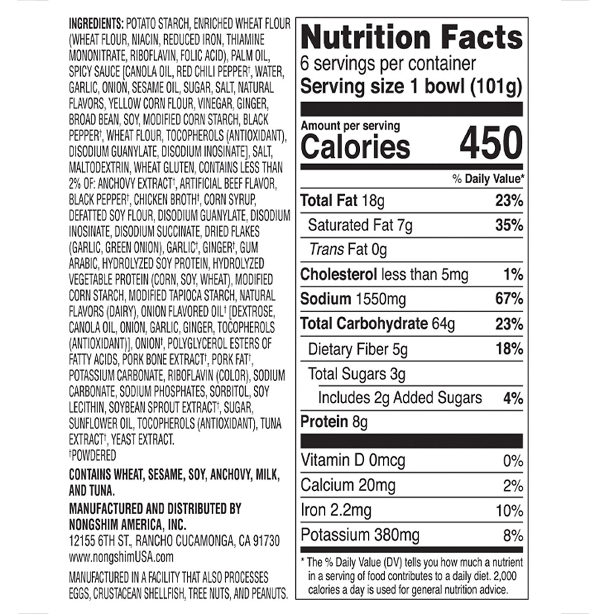 Nongshim, Tonkotsu Ramen Bowl, 3.56 oz, 6 - Count