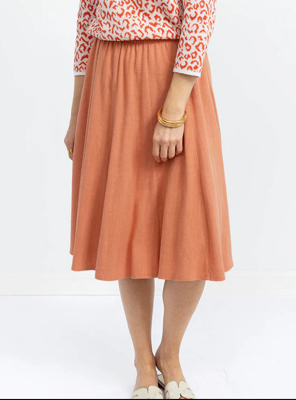 Jupe à panneaux femme orange terracotta