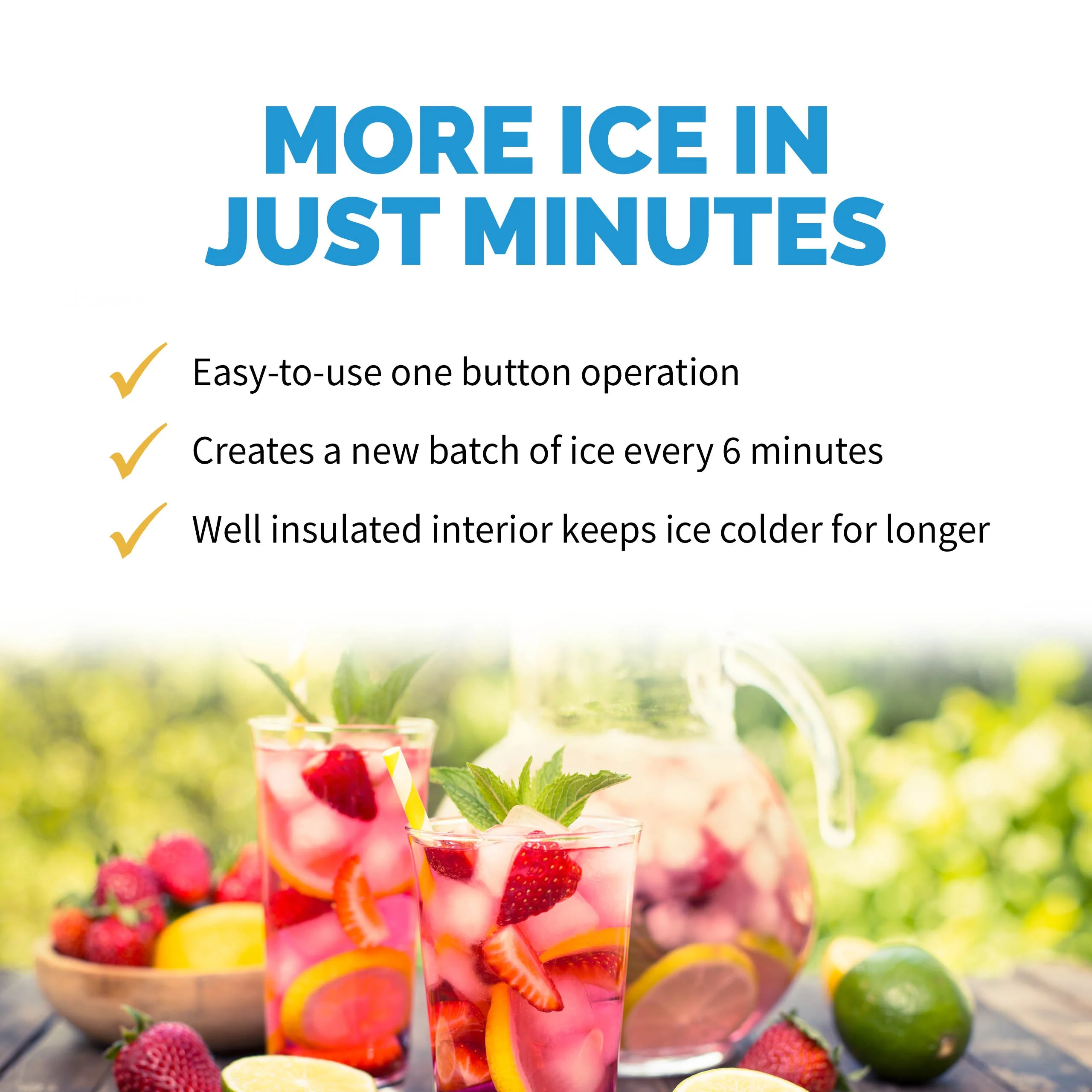 Newair Countertop Ice Maker. Bullet Ice, 50 lbs/day - White
