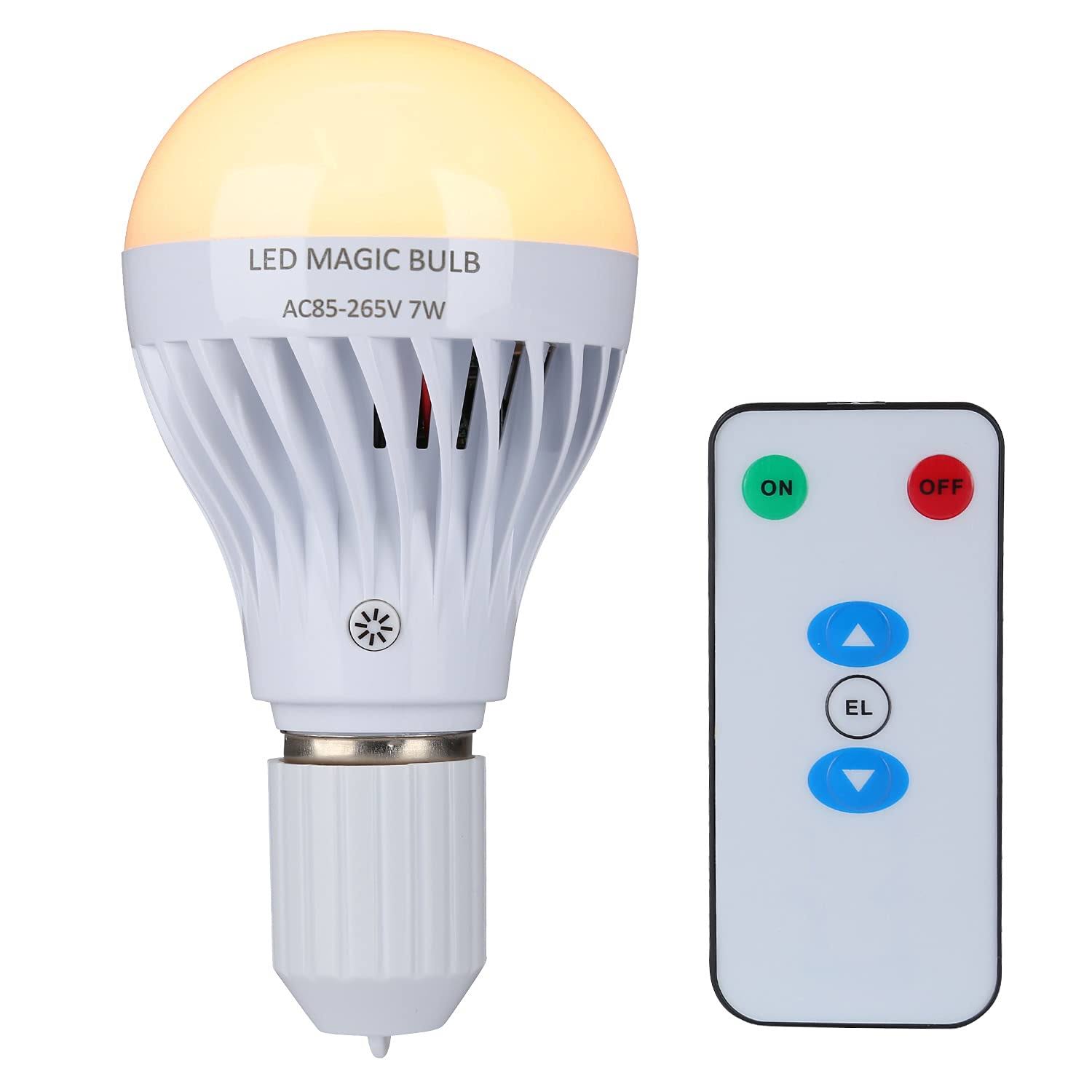 Bsod LED Magic Bulb, 7W Warm White Emergency Light with Remote Controller and Rechargeable Built-In Battery E26 Lamp for Home Indoor Power Outages