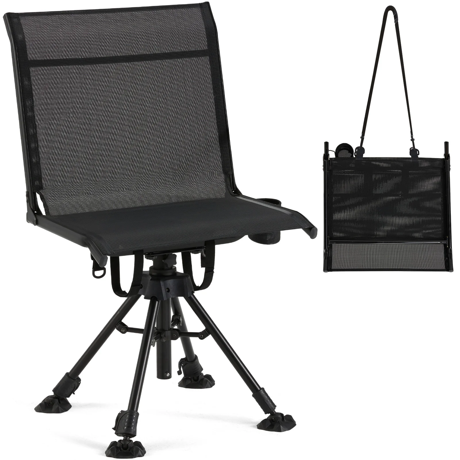 AECOJOY Hunting Chair Without Armrests, Lightweight Foldable Design, 360° Swivel for Blinds & Outdoor Use