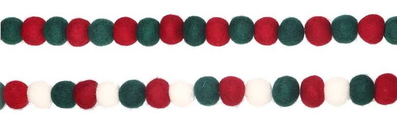 Ashland Assorted Felt Pom Pom Garland - Red & Green - 6 ft