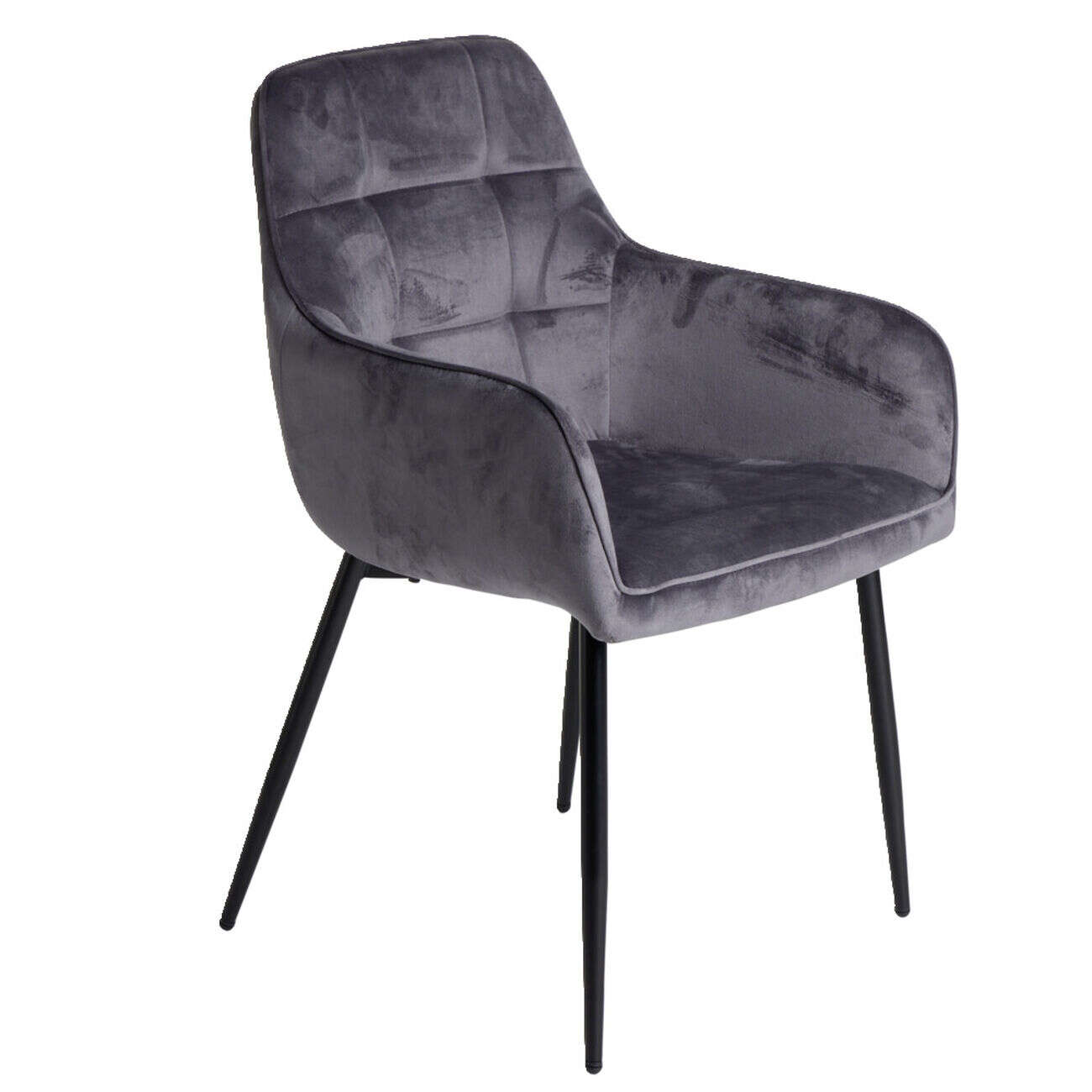 Fauteuil tissu velours gris 57xP55,5xH87cm
