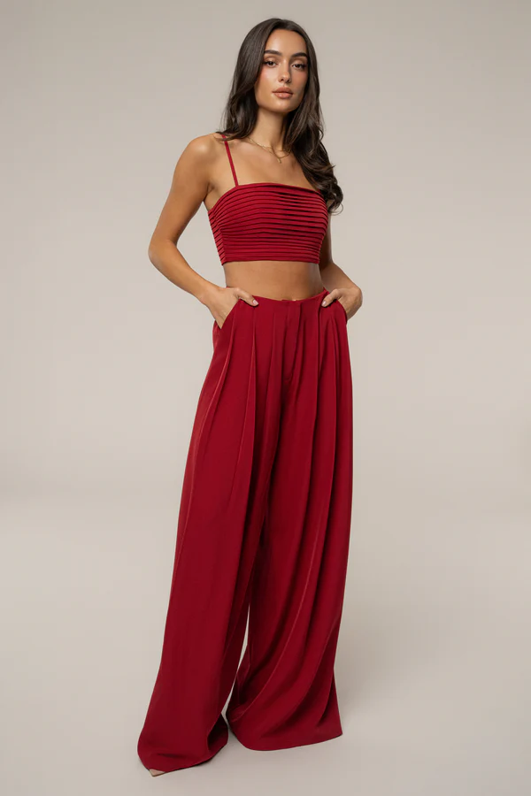 Burgundy Serenade Pant Set-Burgundy