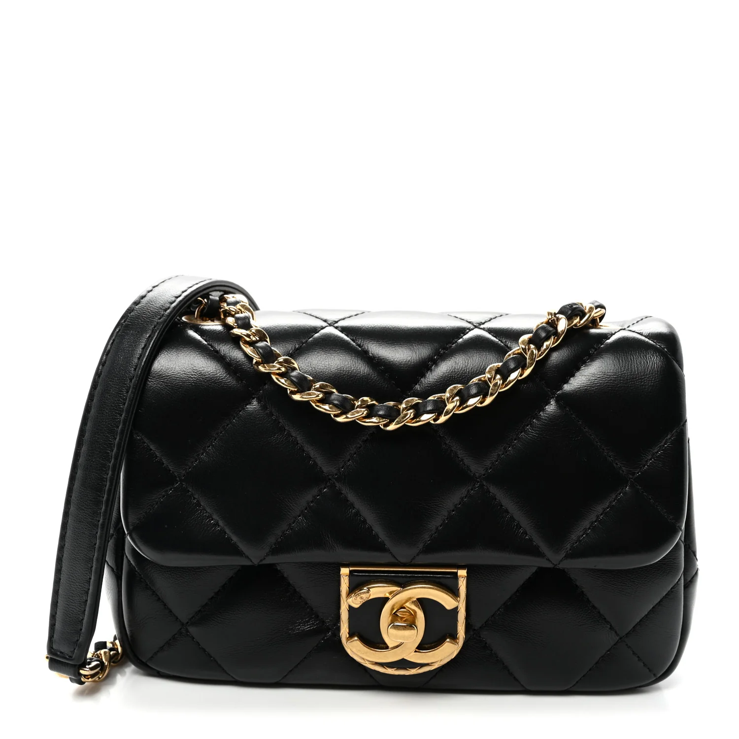 Lambskin Quilted Mini Flap Black
