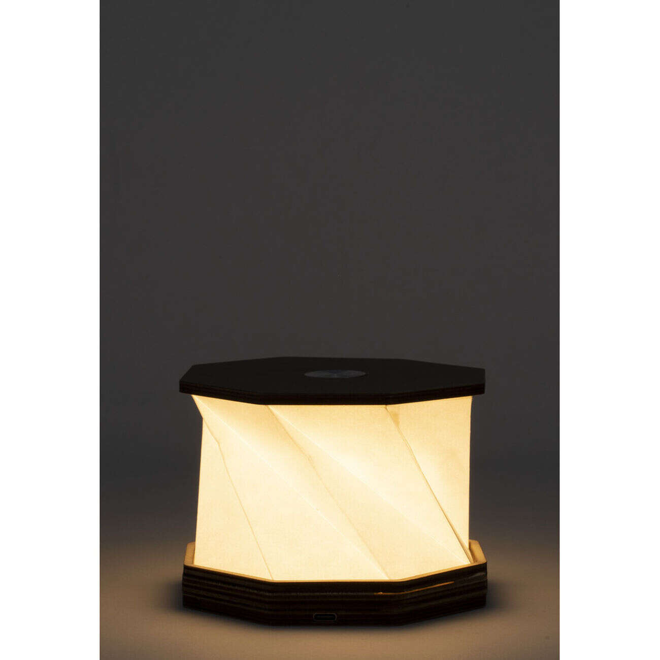 Lampe accordéon USB tactile en bois blanc chaud Ø12xH22cm