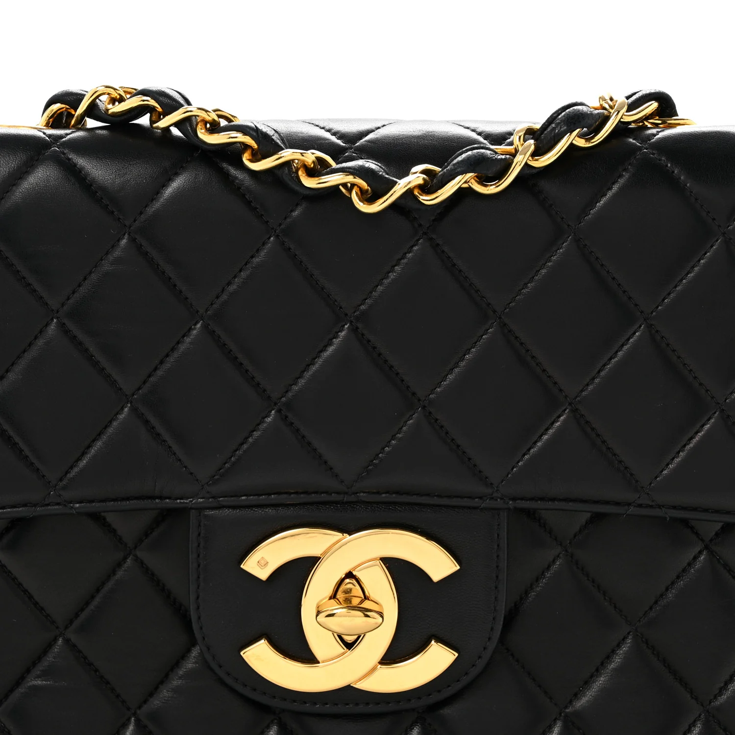 Lambskin Quilted XL Jumbo Single Flap Black