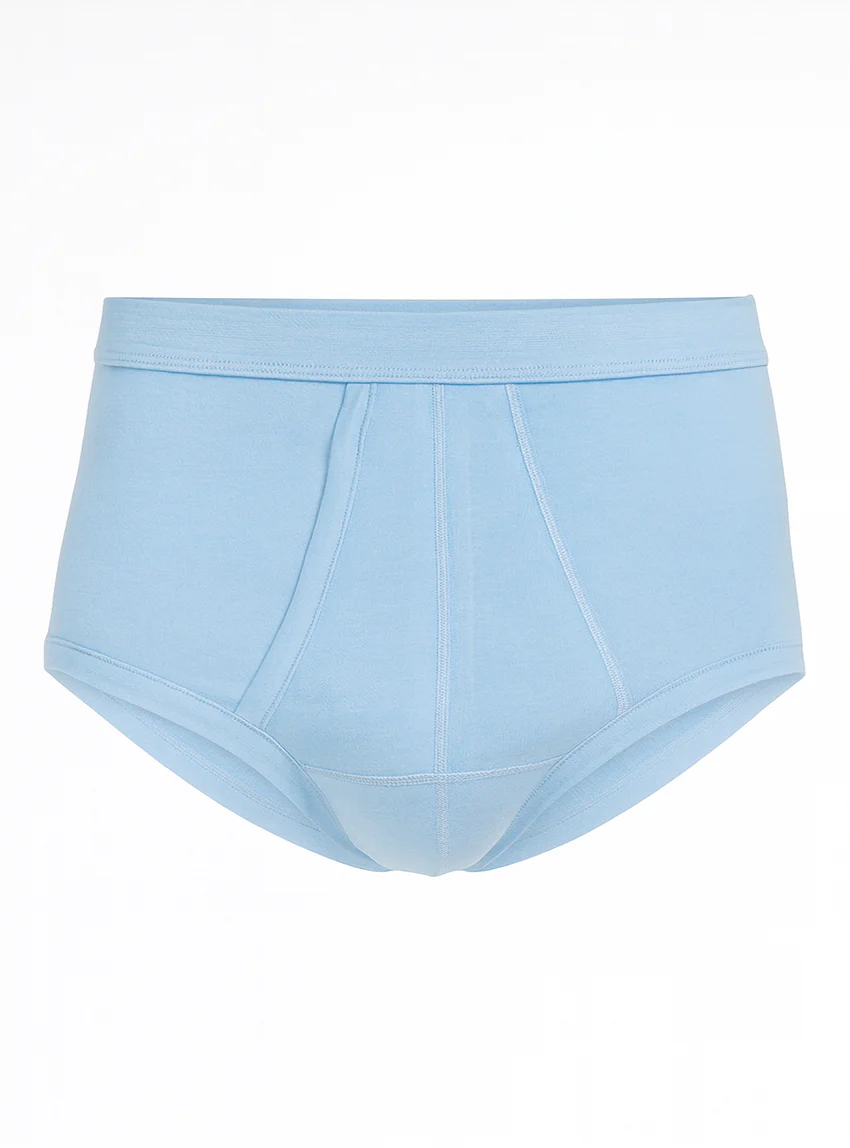Slip ouvert homme taille haute en coton bleu ciel