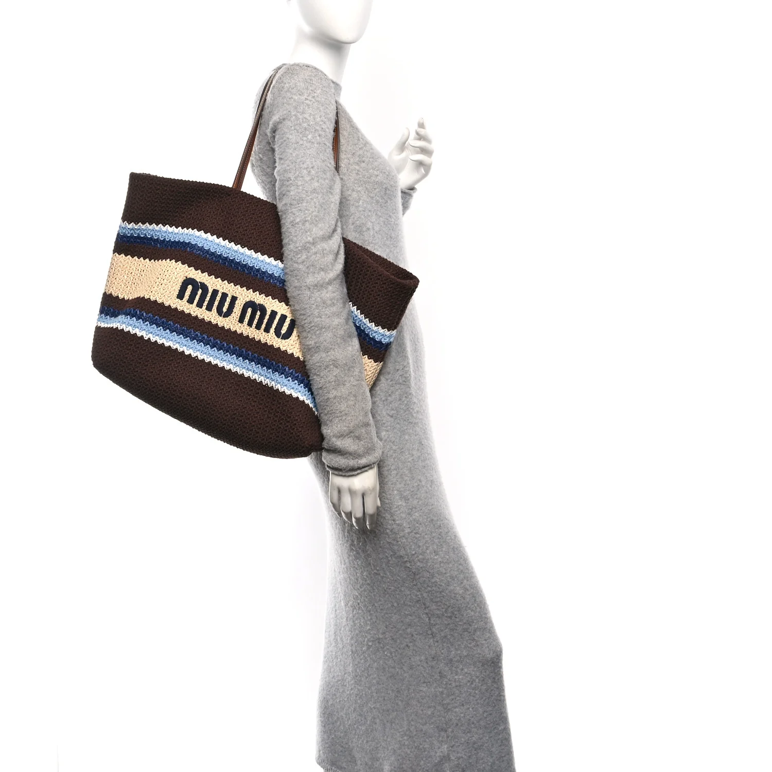 Raffia Effect Crochet Large Woven Tote Cocoa Brown Celeste Natural