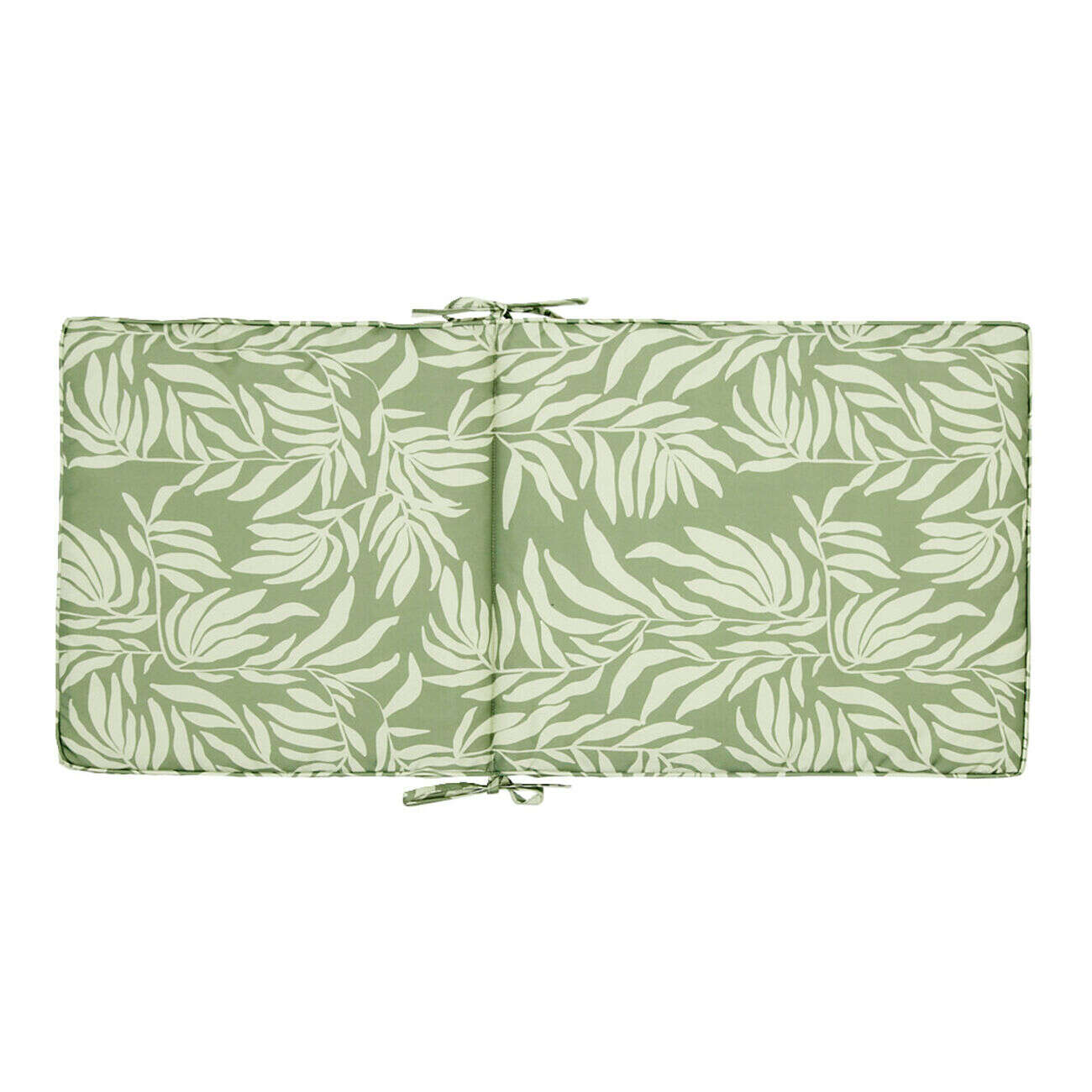 Coussin fauteuil Oxford motif feuillage vert et beige 90x42xép4cm