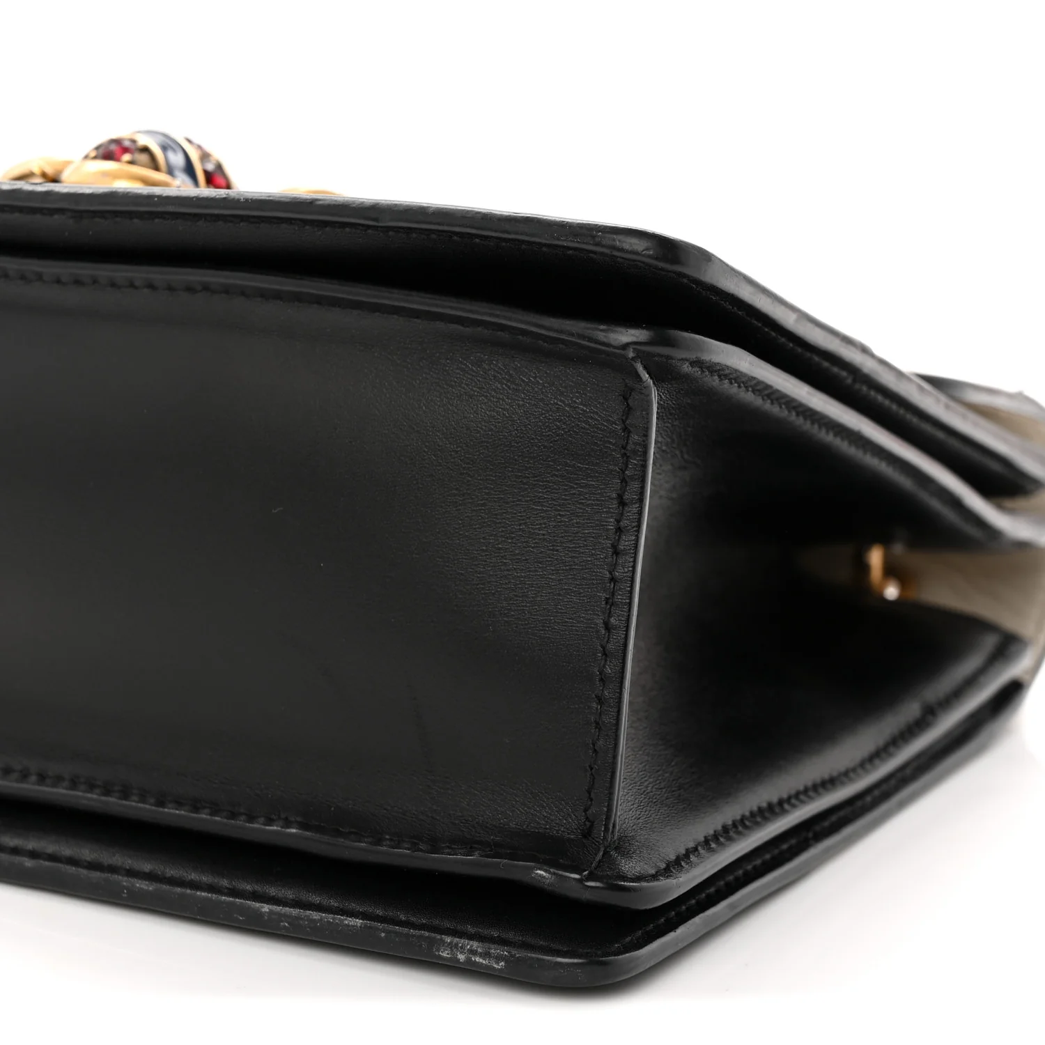 Calfskin Sylvie Web Small Queen Margaret Top Handle Bag Black White