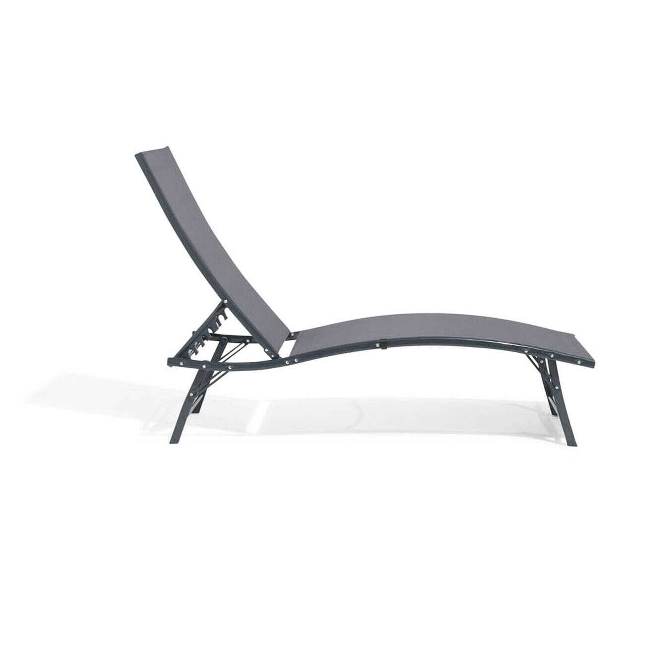 Bain de soleil Bahia pliant 5 positions gris 182x55xH34-92cm