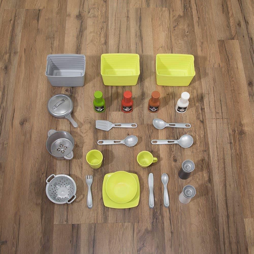 Step2 Downtown Delights Plastic Play Kitchen with 24 Piece Play Set