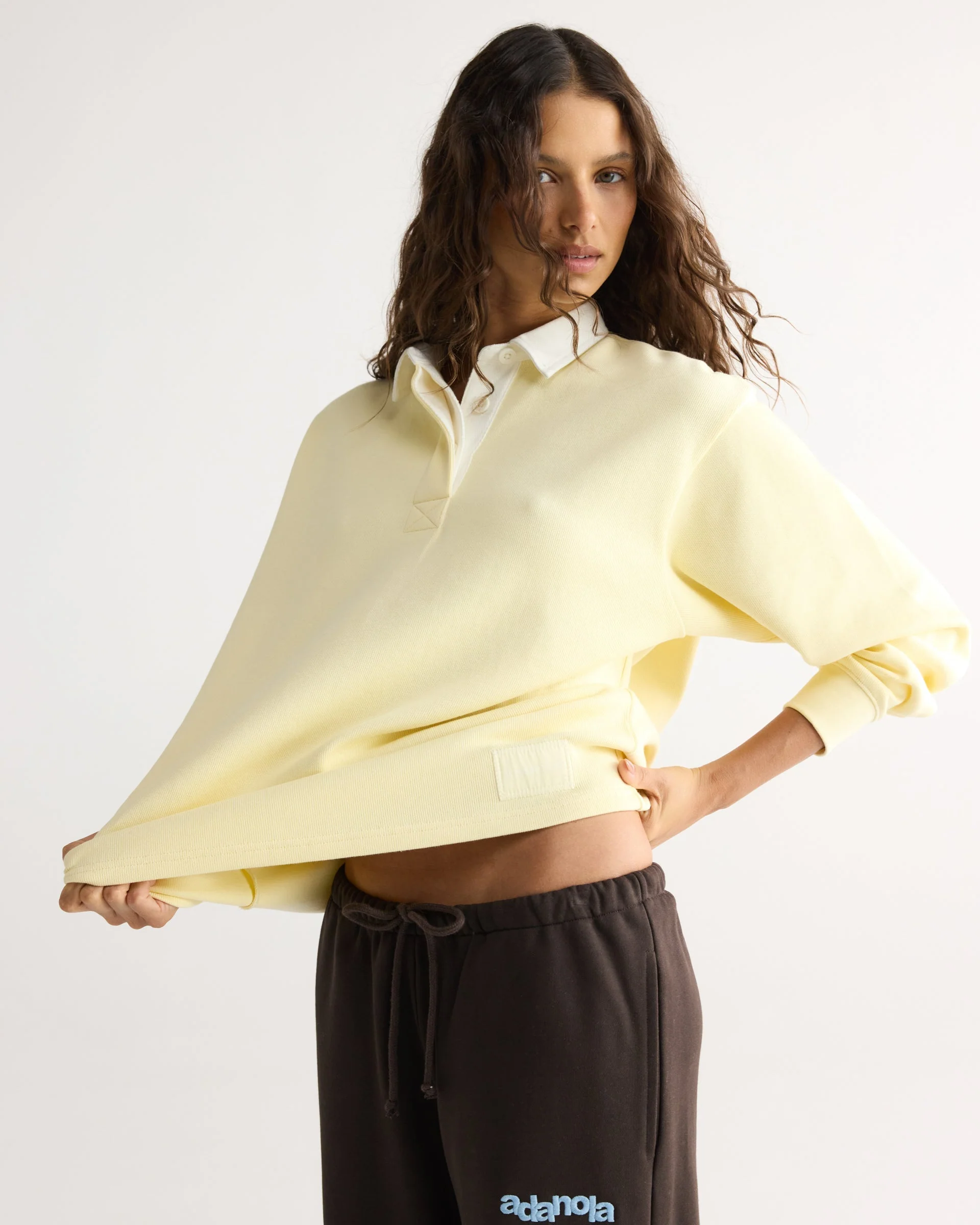 Varsity Oversized Rugby Sweatshirt - Buttercream