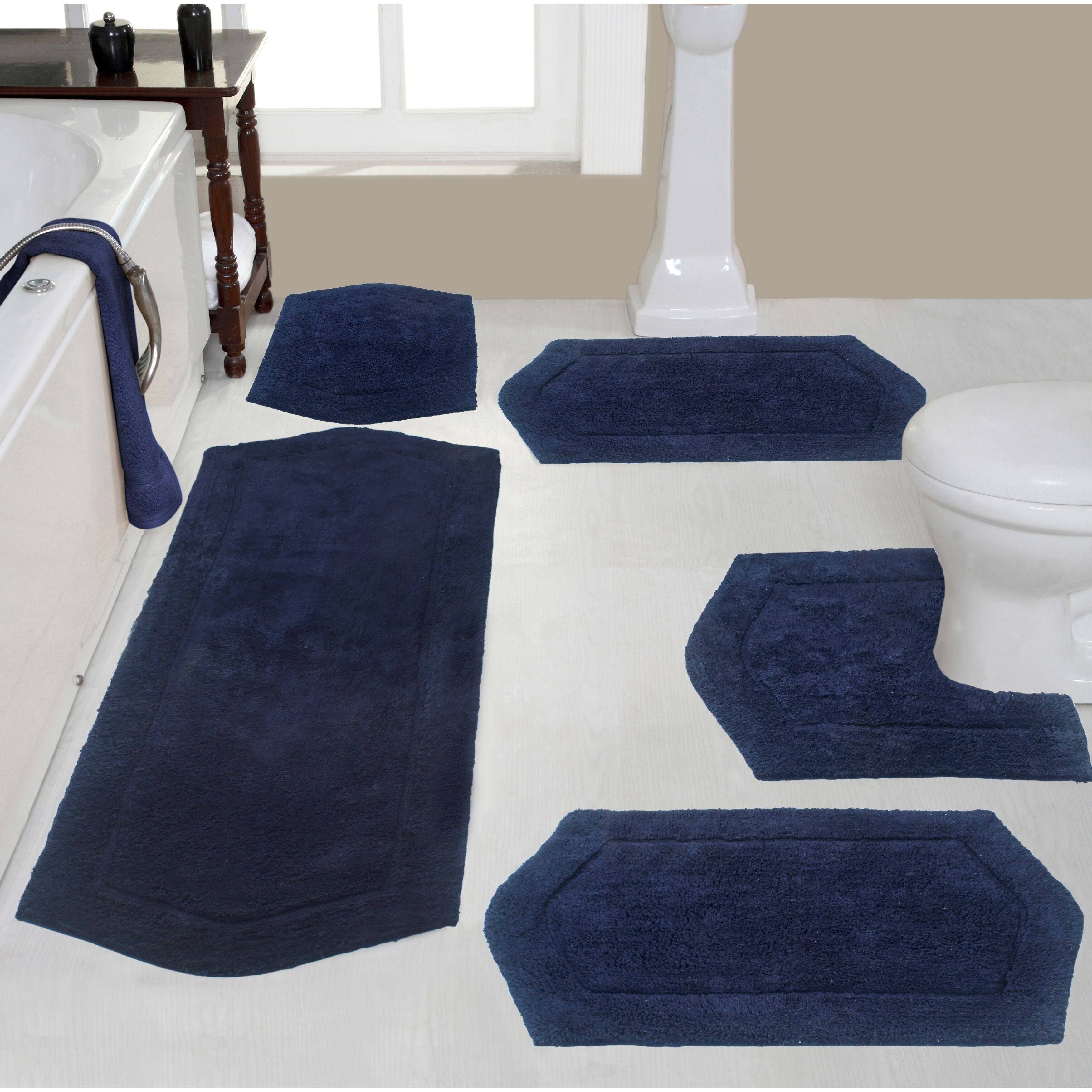 Home Weavers Waterford Bath Rug, 5 Piece Set - Navy