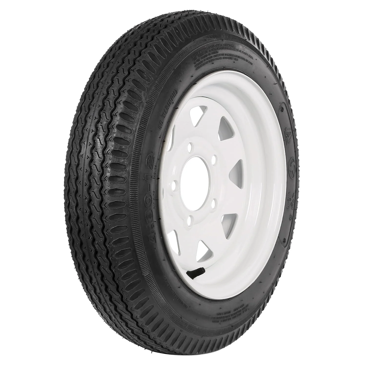 1AutoDepot 4 80 12 4 80x12 480 12 4 8 12 Trailer Tires with Rims, 5 Lug 6PR Load Range C, Set of 2 Image 6