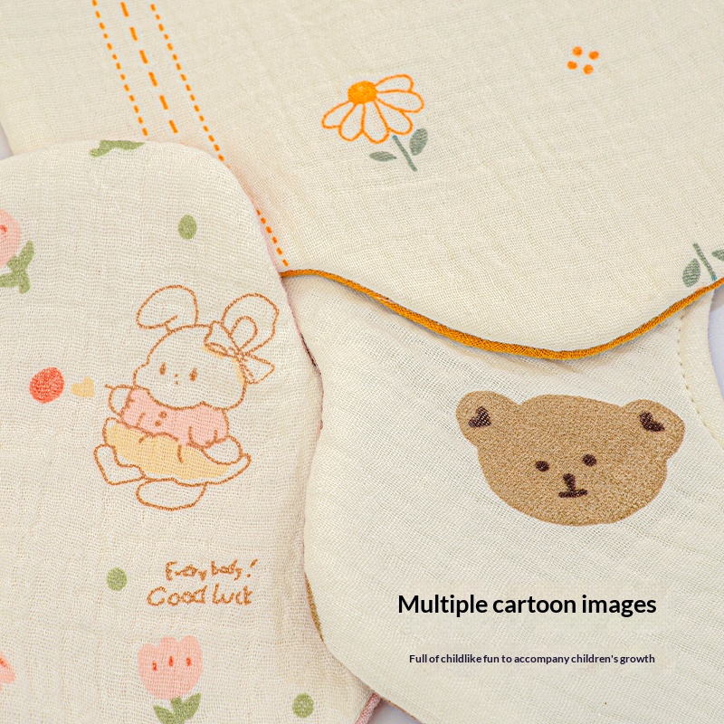 Premium 2 Layer Muslin Baby Bib 360 Degree Rotation 8 Petal Shape Soft Cotton Gauze Infant Drool Bib for Daily Feeding Wear