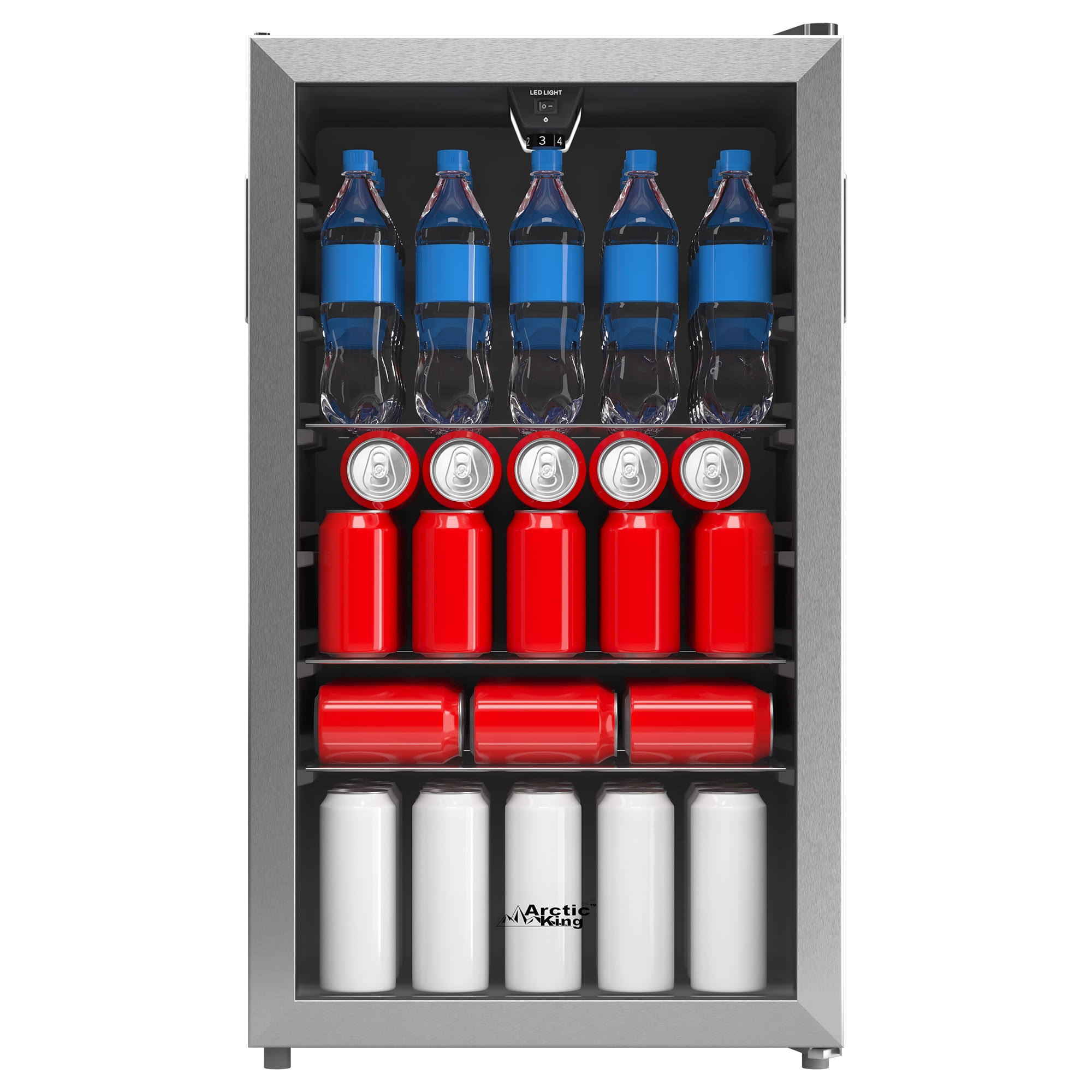 Arctic King 115-Can Beverage Fridge & Cooler, Stainless Steel Look