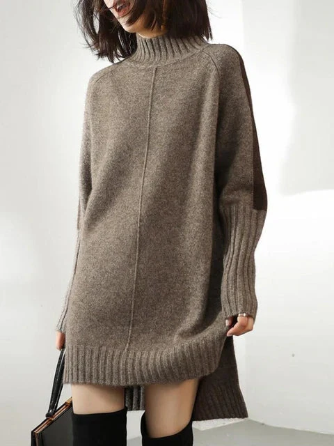 Robe pull col roulé en maille confortable