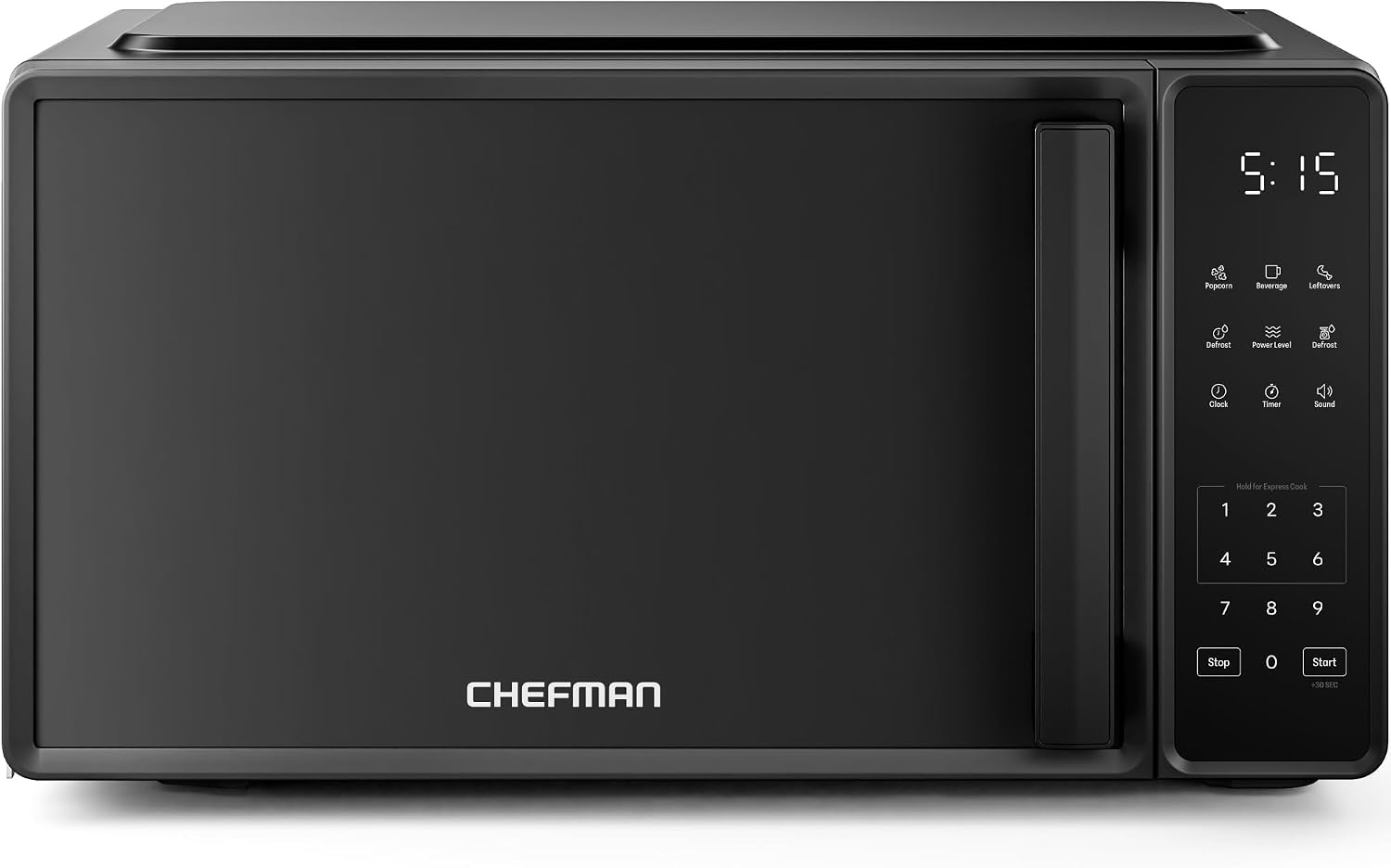 Chefman Countertop Microwave Oven 0.7 Cu700 Watts with 10 Power Levels, 6 Cooking Presets with One-Touch Express Cook, Eco Mode, Child Safety Lock, & Mute Button - Black