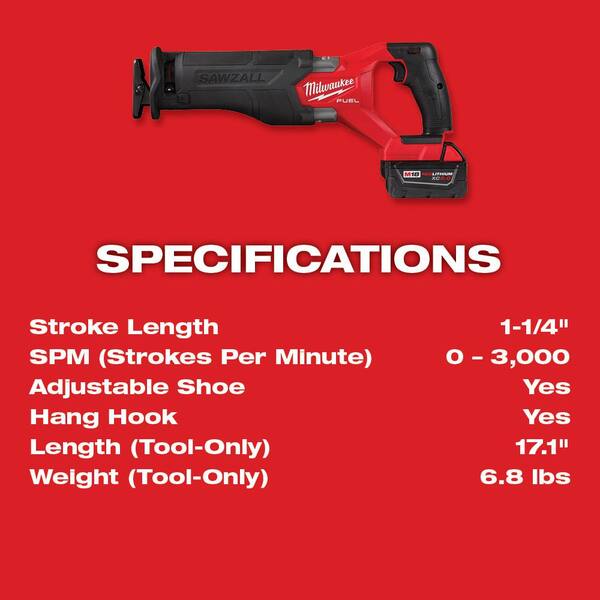 M18 FUEL 18V Lithium-Ion Brushless Cordless SAWZALL Reciprocating Saw Kit W/M18 FUEL Grinder - Image 10