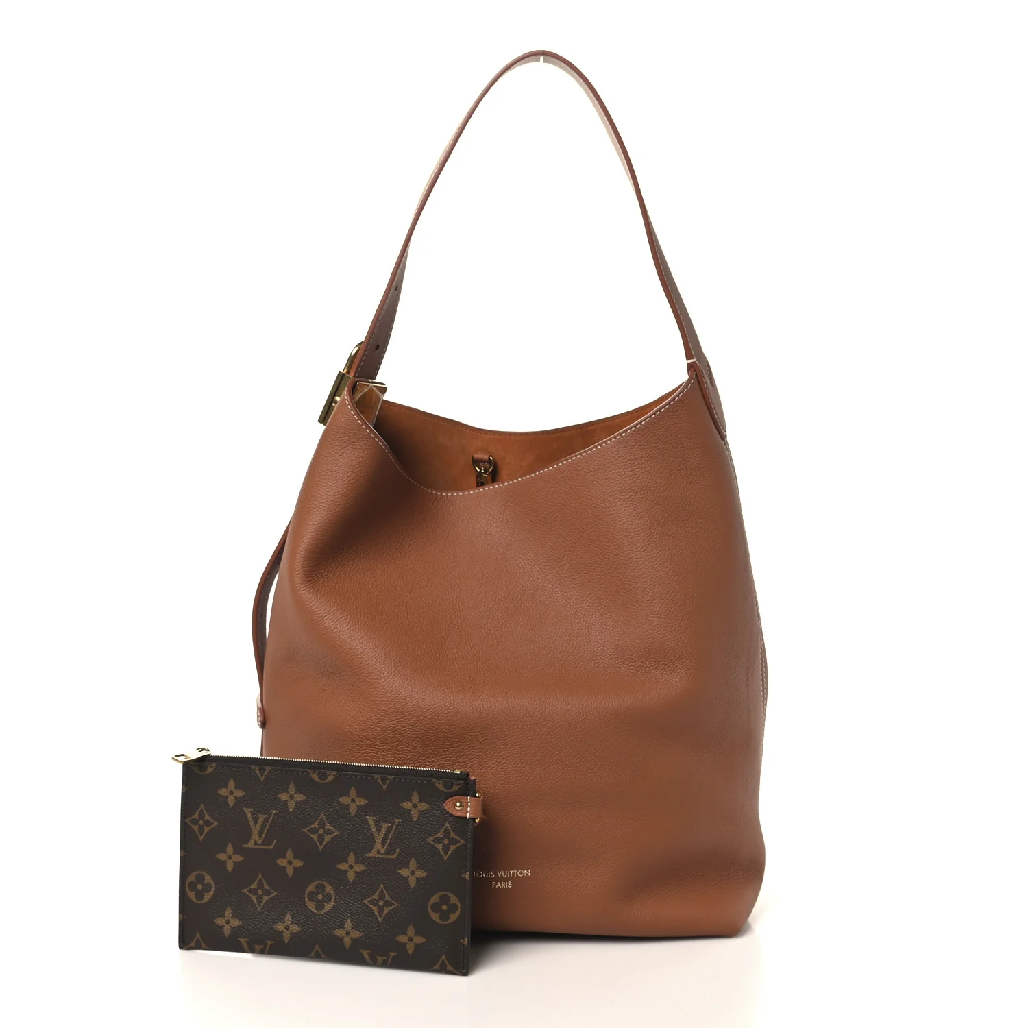 Grained Calfskin Low Key Hobo MM Cognac