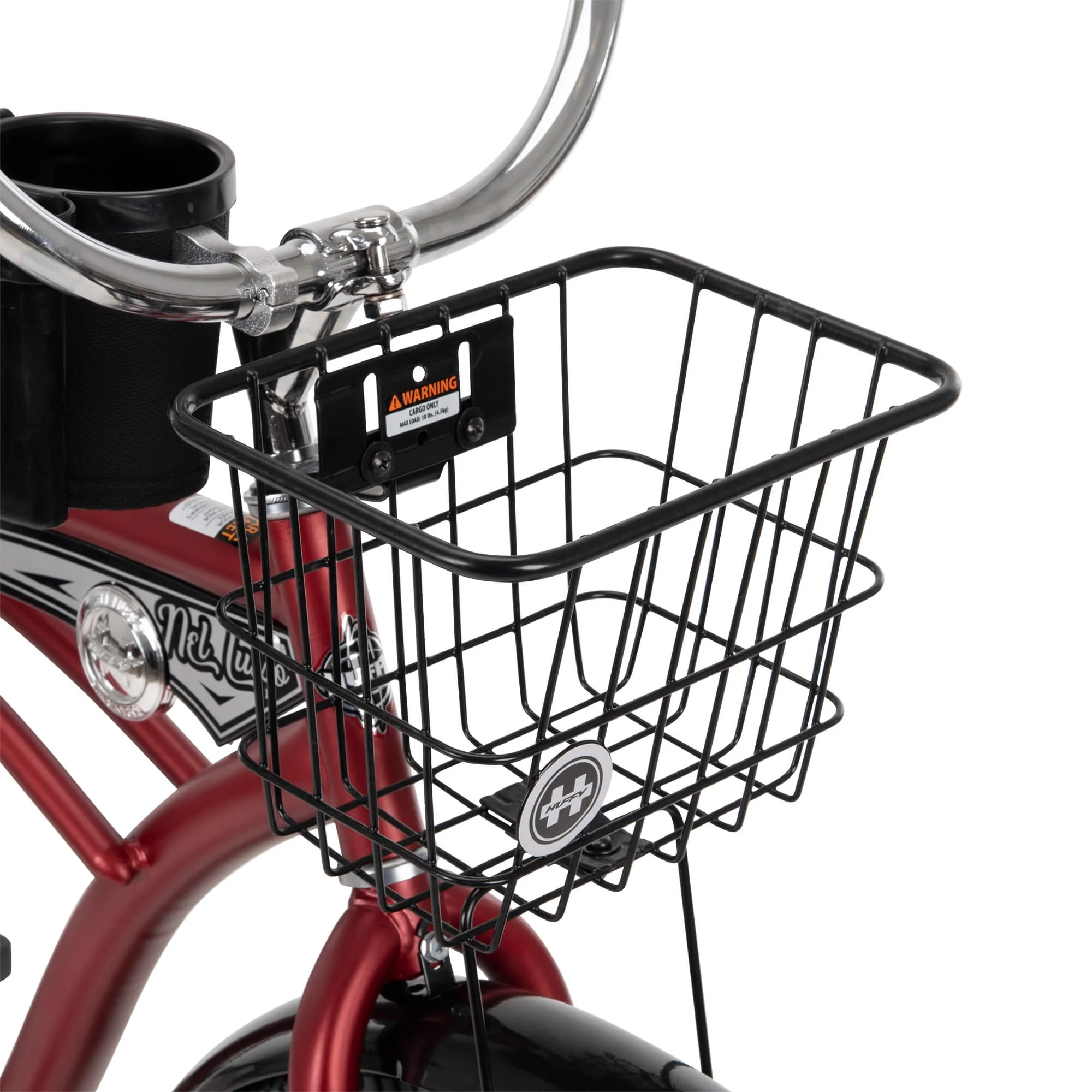 26" Nel Lusso Beach Cruiser Bike, Basket, Cargo Rack, Red, Ages 12+ Image 6