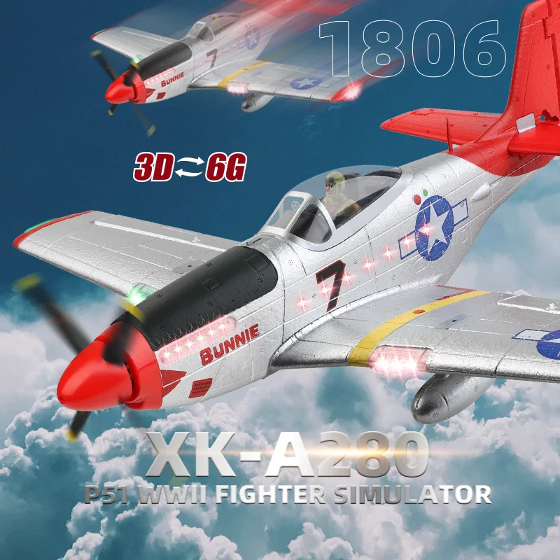 Plane P51 Model 3D/6G With LED 2.4GHz GPS Remote Control Airplane Large Fighter toys Gift for Boys FPV Carrier